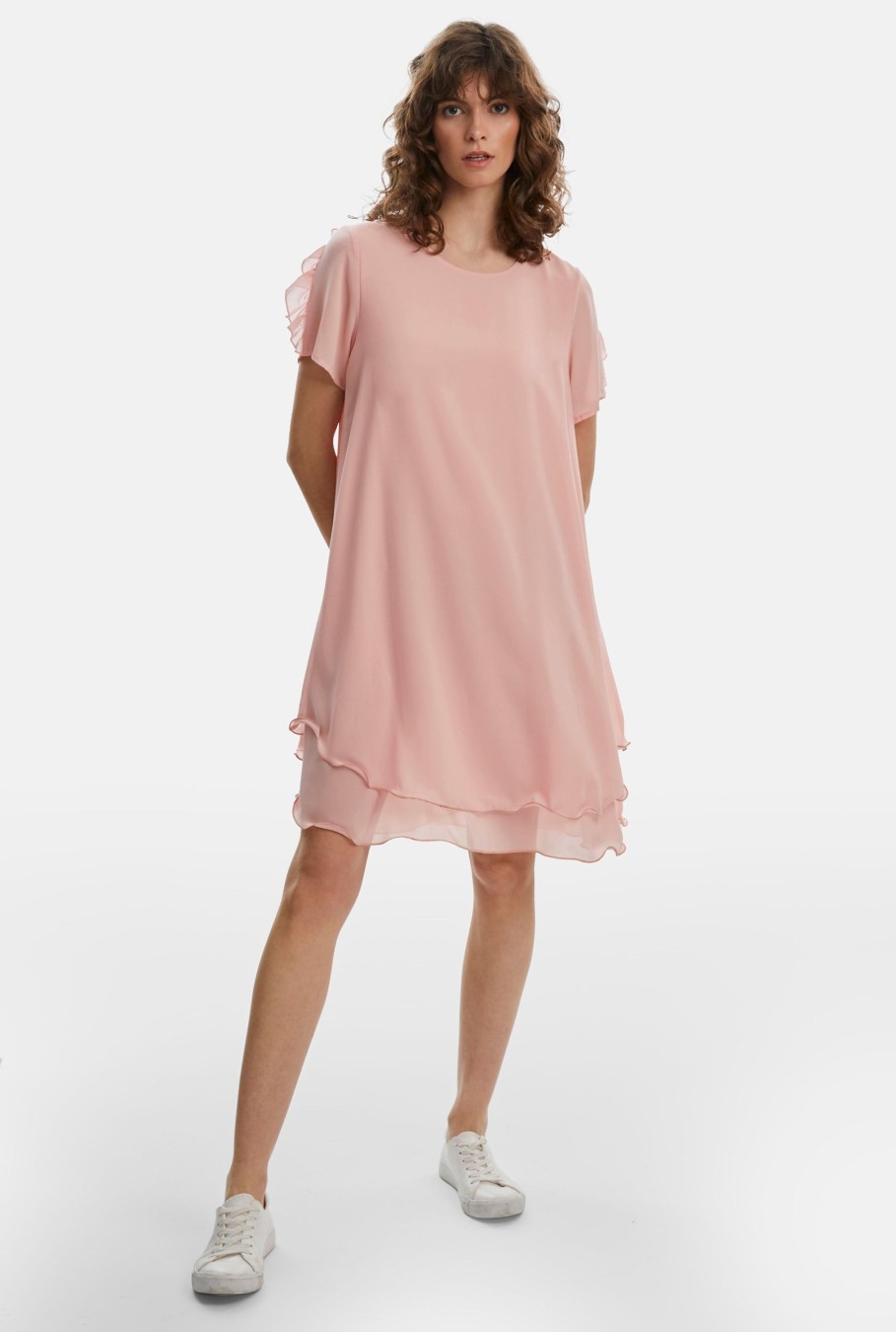 James Lakeland Dresses | Short Sleeve Wave Hem Dress Pale Pink