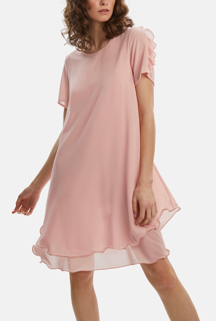 James Lakeland Dresses | Short Sleeve Wave Hem Dress Pale Pink