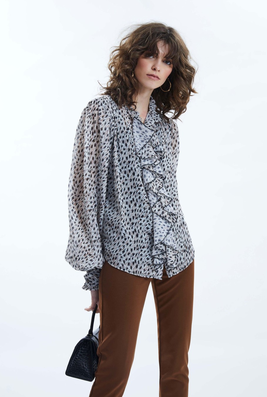 James Lakeland Tops & Knitwear | Printed Ruffle Detail Shirt