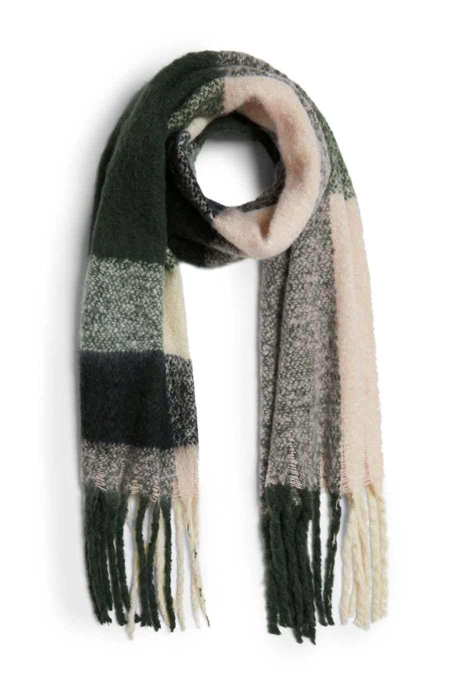 James Lakeland Accessories | Asymmetrical Checkered Scarf Green