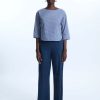 James Lakeland Tops & Knitwear | Side Button Top White-Navy