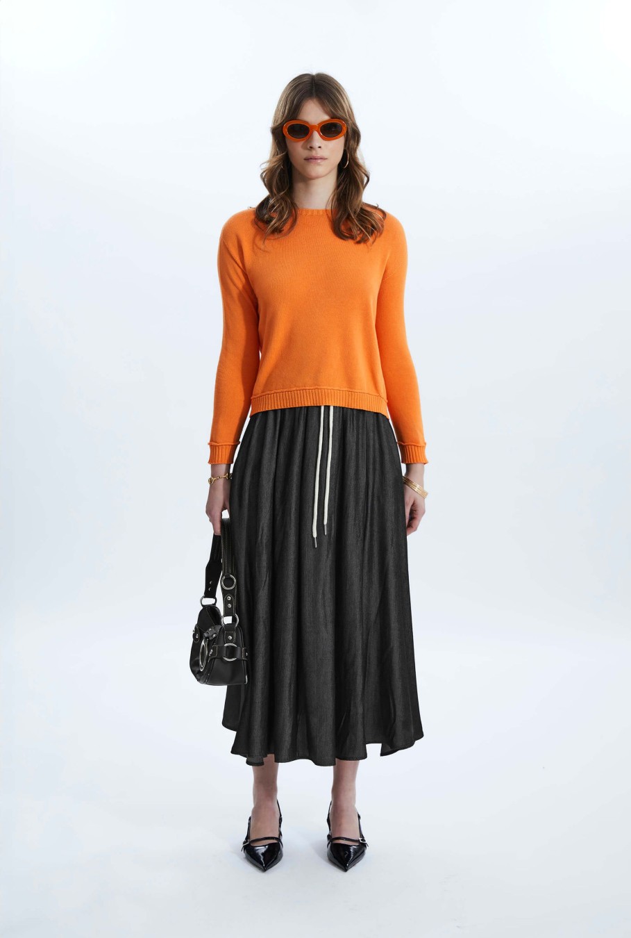 James Lakeland Tops & Knitwear | Scoop Neck Piped Edge Knit Orange