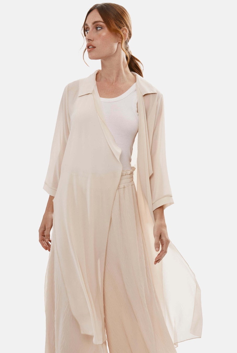 James Lakeland Tops & Knitwear | Pleated Cardigan Beige