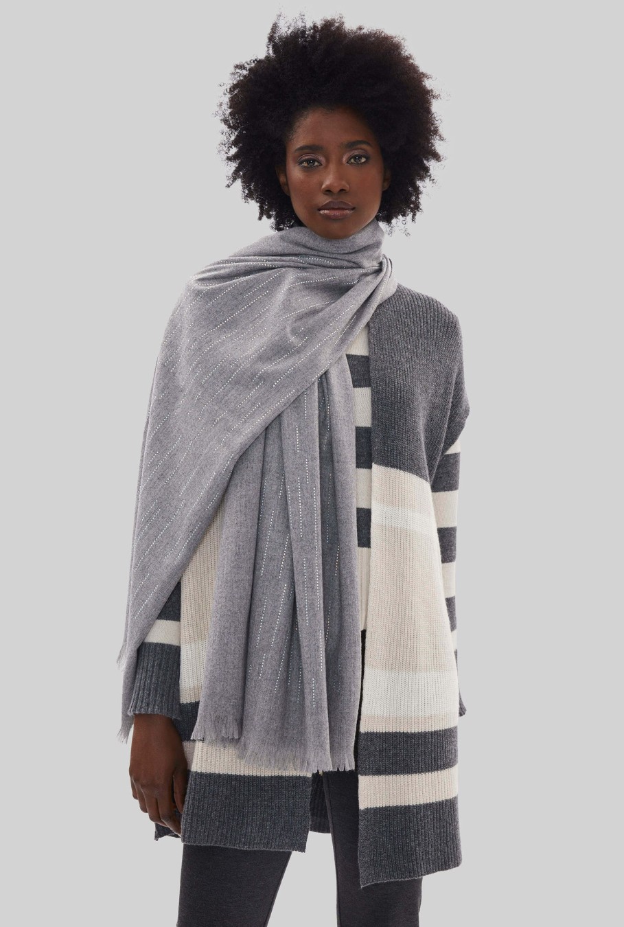 James Lakeland Accessories | All Over Crystal Scarf Grey