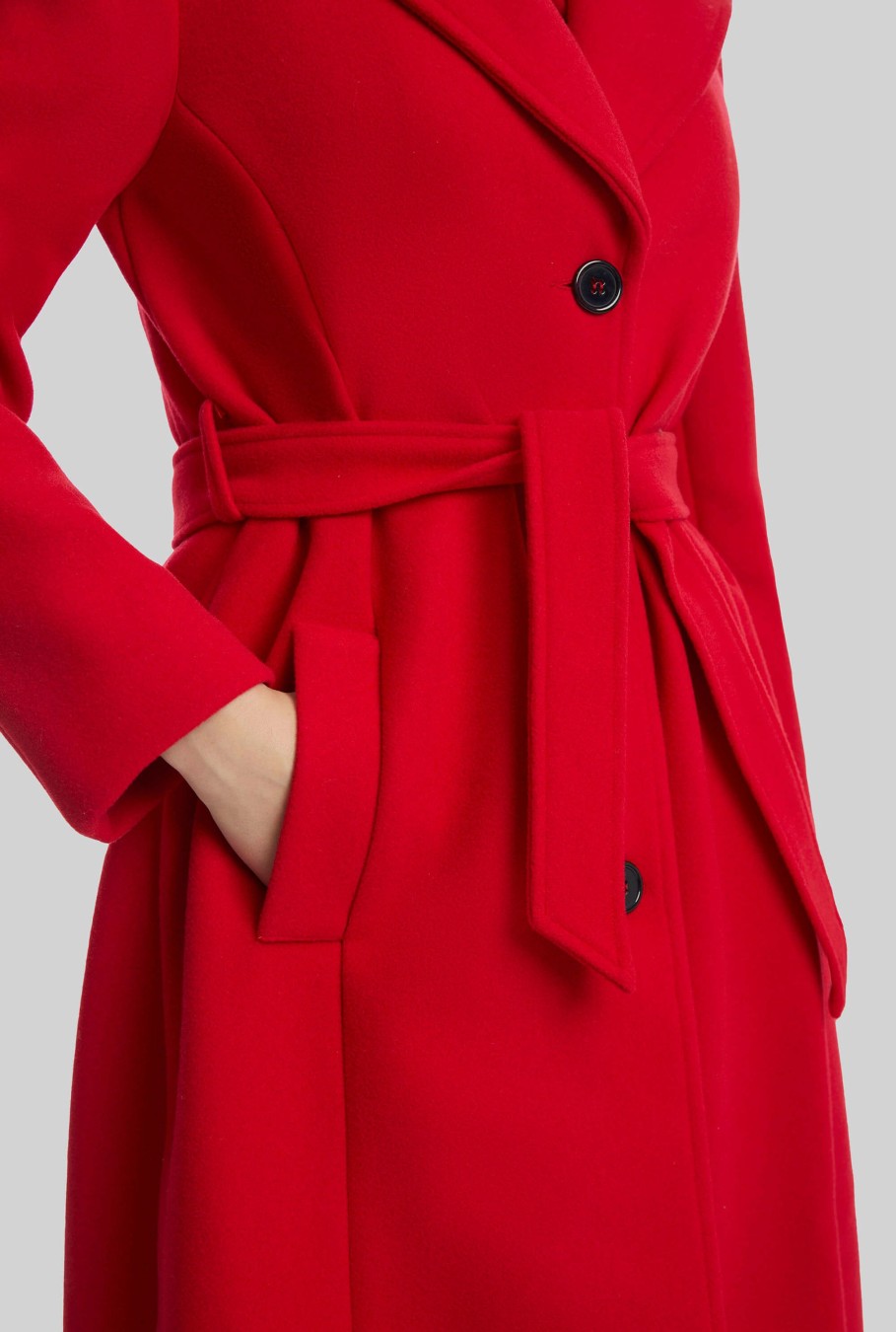 James Lakeland Coats & Jackets | Three Buttons Belted Coat In Red