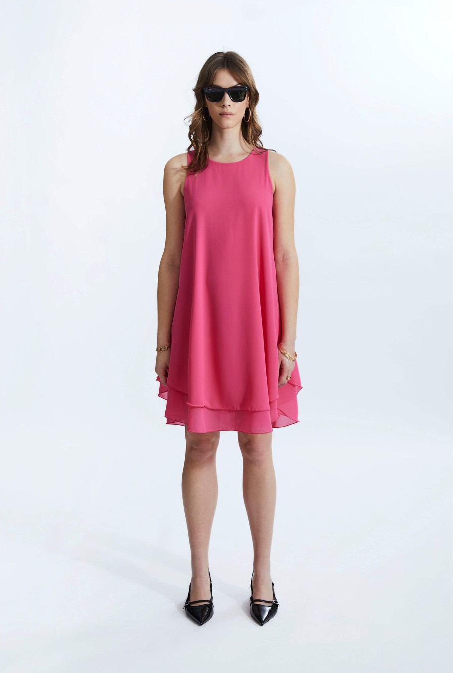 James Lakeland Dresses | Sleeveless Wave Hem Dress Fuchsia