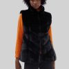 James Lakeland Coats & Jackets | Ribbed Faux Fur Gilet Black