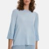 James Lakeland Tops & Knitwear | Knitted Detail Scoop Neck Jumper Pale Blue