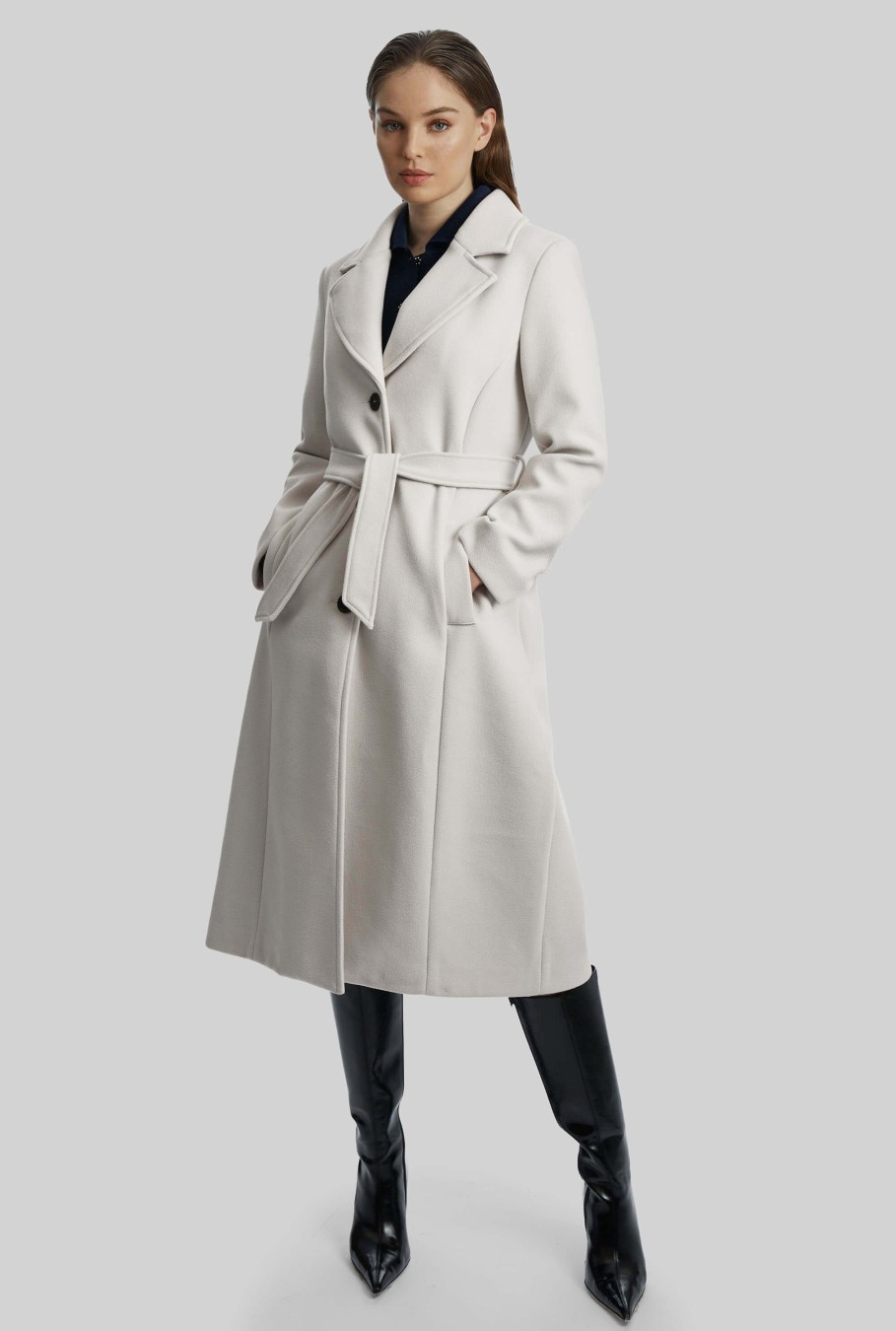 James Lakeland Coats & Jackets | Three Buttons Belted Coat In White