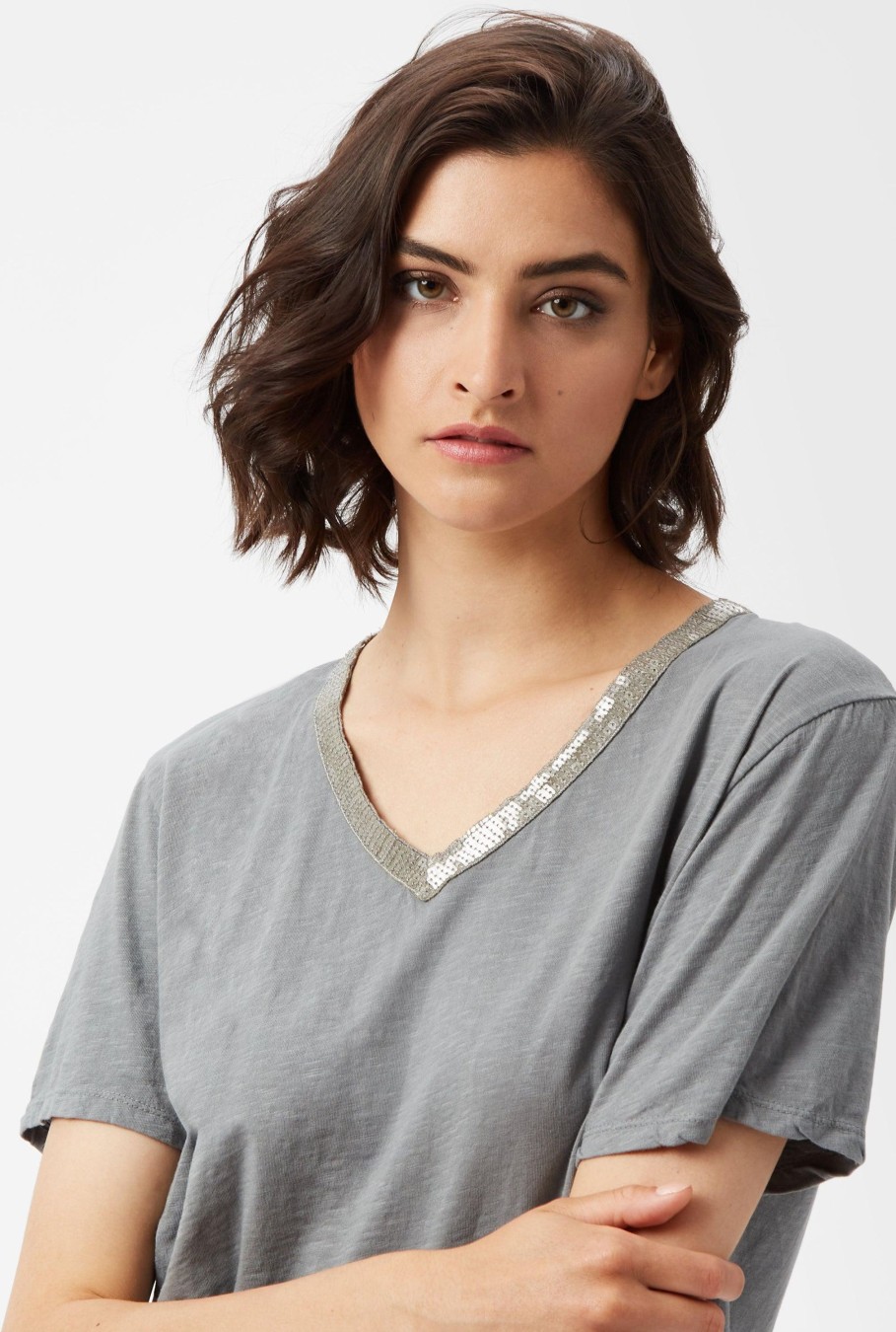 James Lakeland Tops & Knitwear | Sequin V Neck T-Shirt