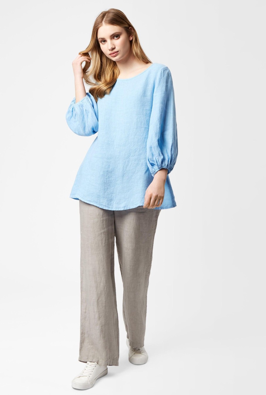 James Lakeland Tops & Knitwear | Puff Sleeve Linen Blouse