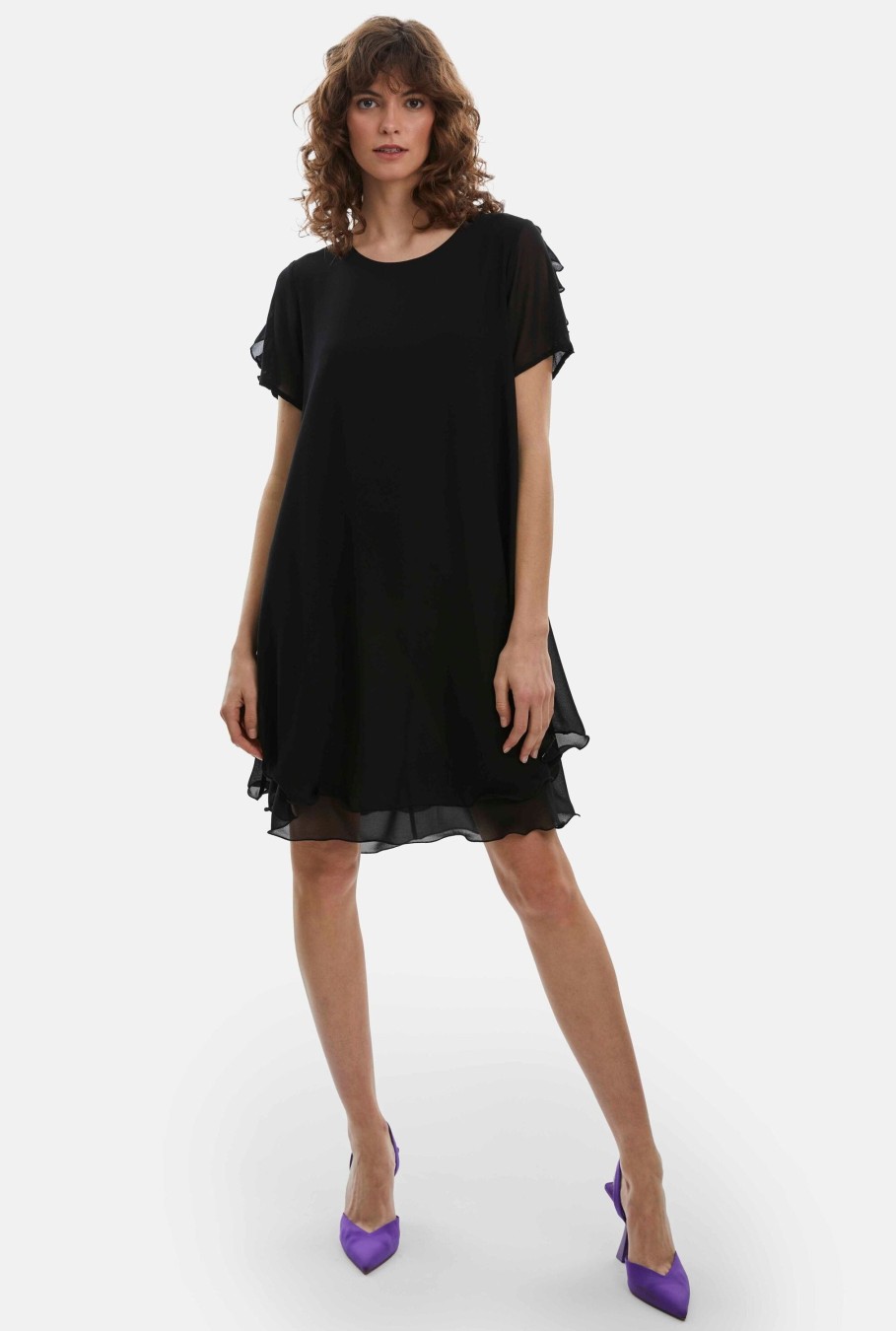 James Lakeland Dresses | Short Sleeve Wave Hem Dress Black