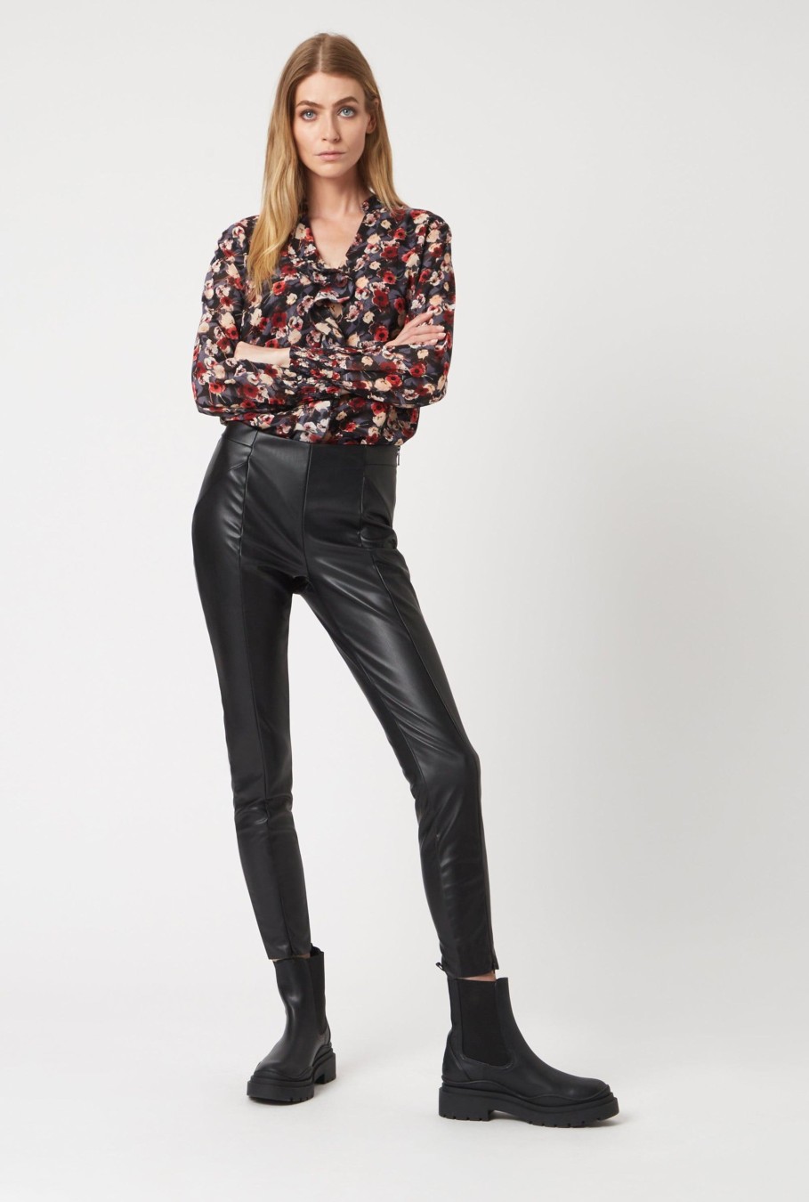 James Lakeland Trousers | Zip Hem Faux Leather Trousers