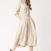 James Lakeland Dresses | Roll Sleeve Midi Dress Beige