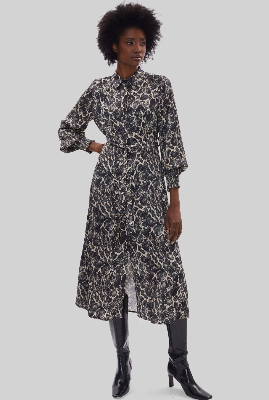 James Lakeland Dresses | Printed Belted Midi Dress