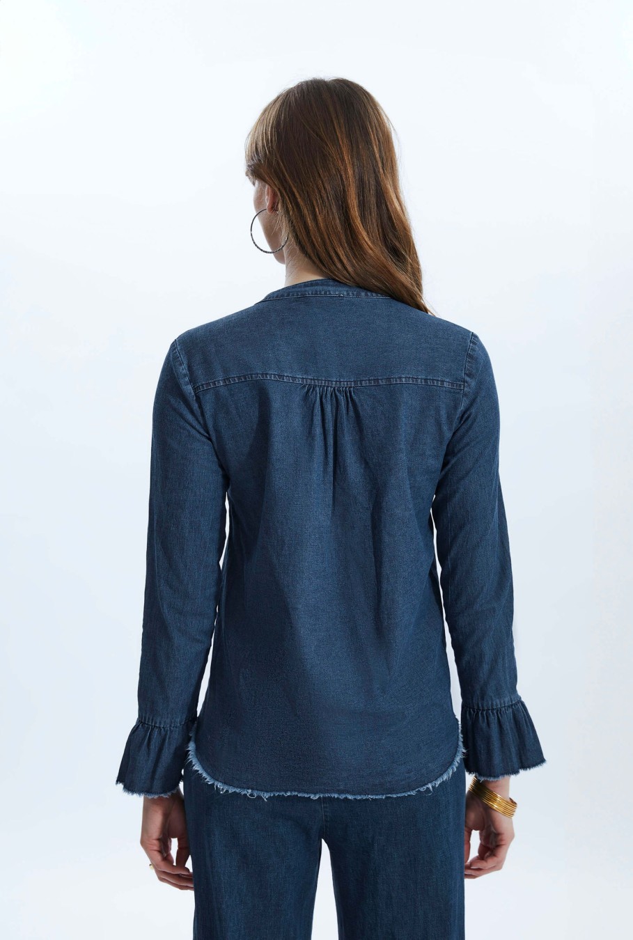 James Lakeland Tops & Knitwear | Denim Ruched Shirt