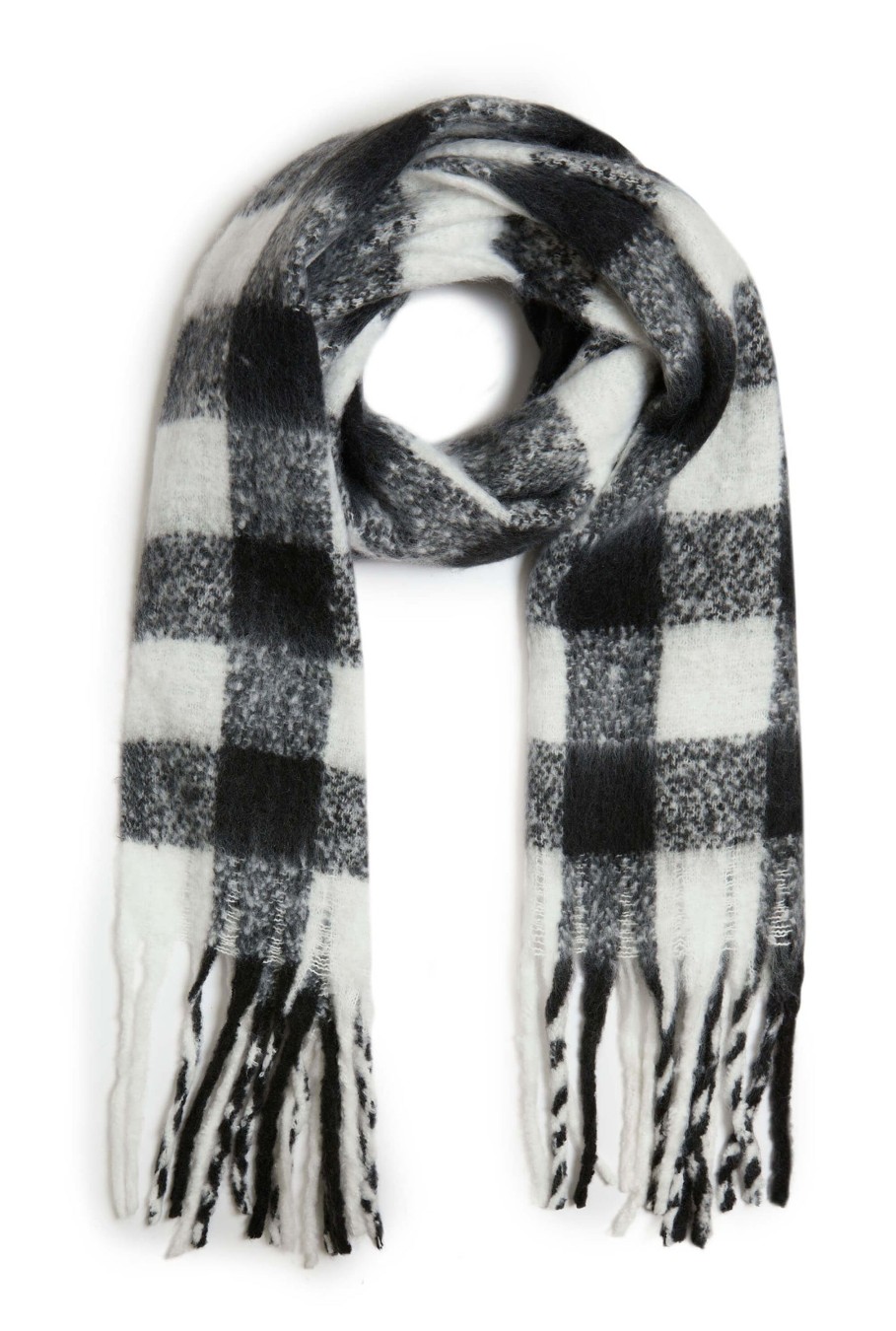 James Lakeland Accessories | Buffalo Check Pattern Scarf Black-White