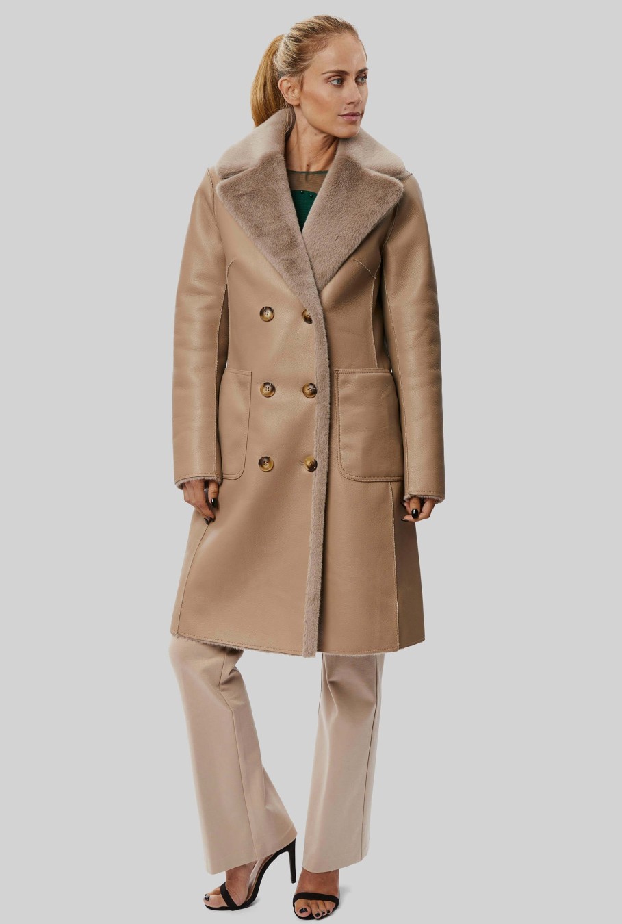 James Lakeland Coats & Jackets | Reversible Faux Leather Coat Beige