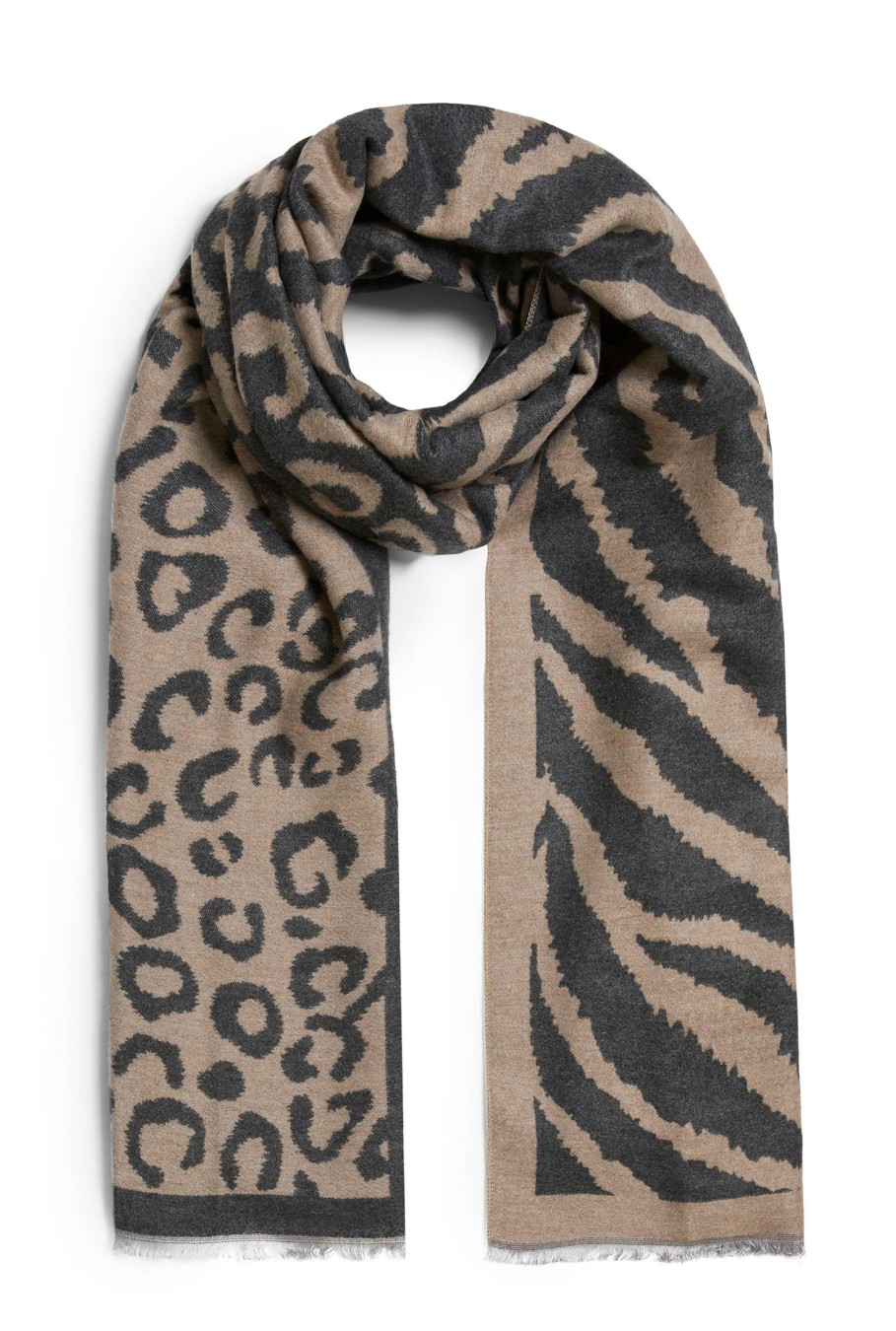 James Lakeland Accessories | Leopard-Zebra Print Scarf Beige-Brown