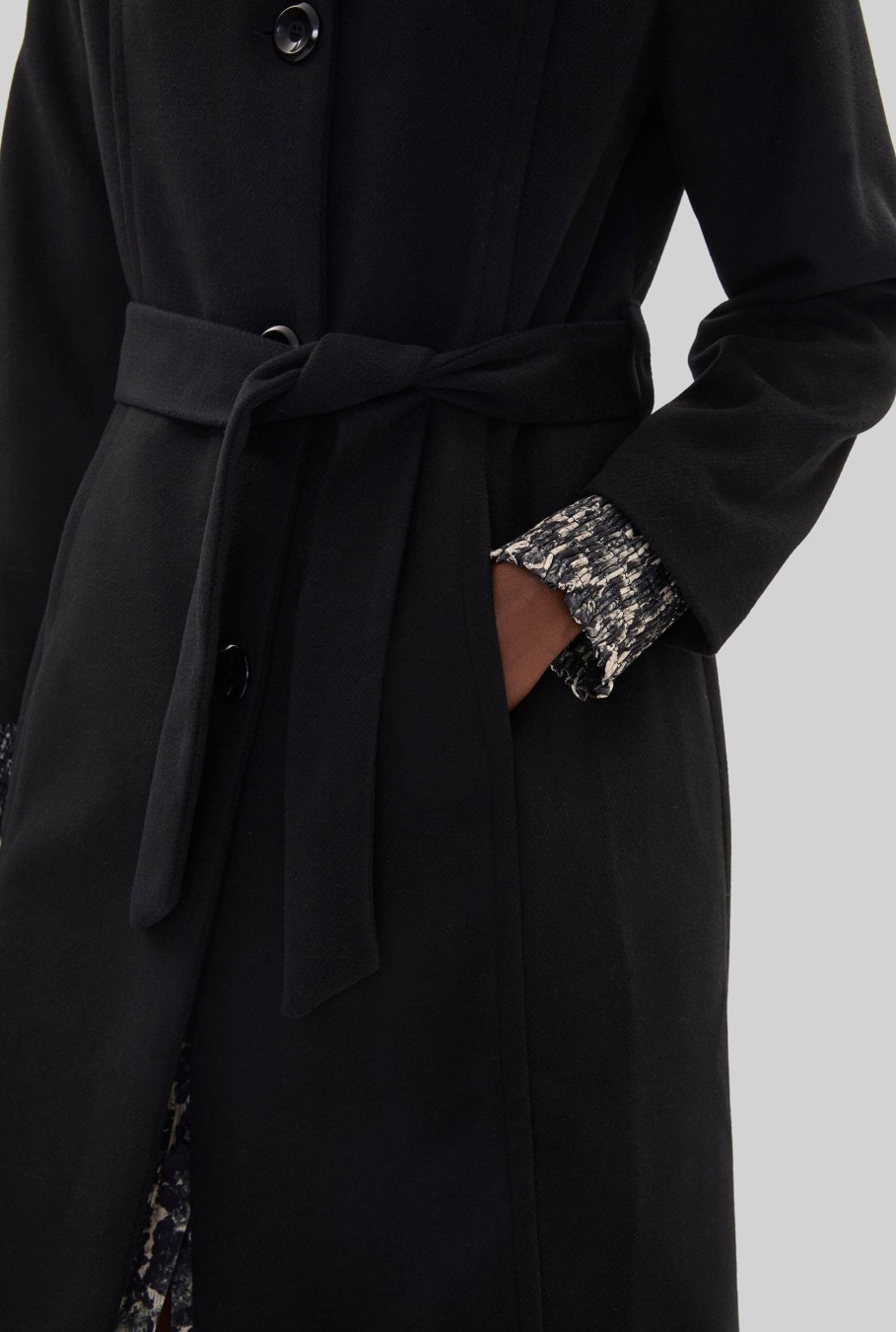 James Lakeland Coats & Jackets | Large Collar Belted Coat Black