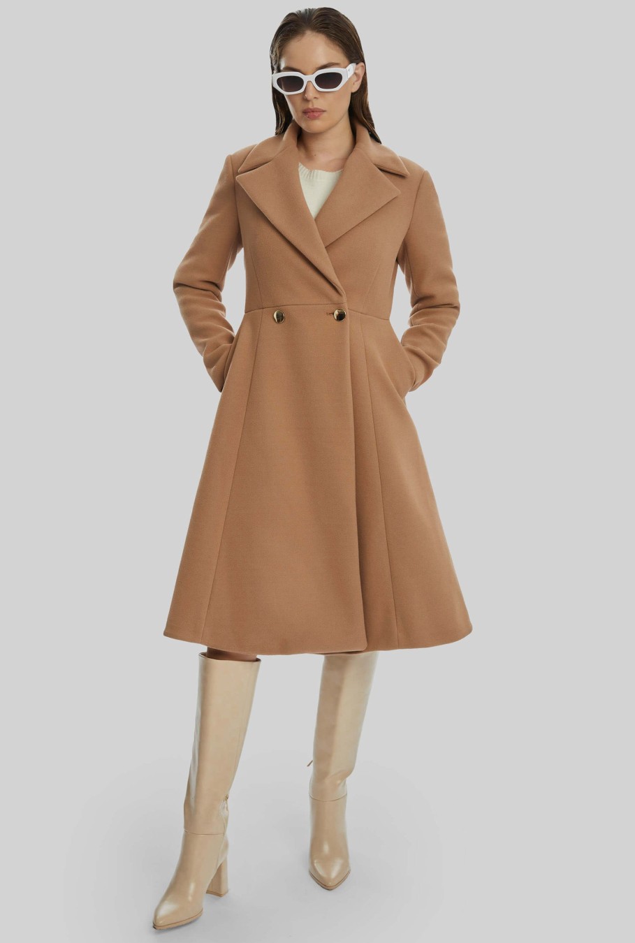 James Lakeland Coats & Jackets | Double Breasted A Line Coat Camel