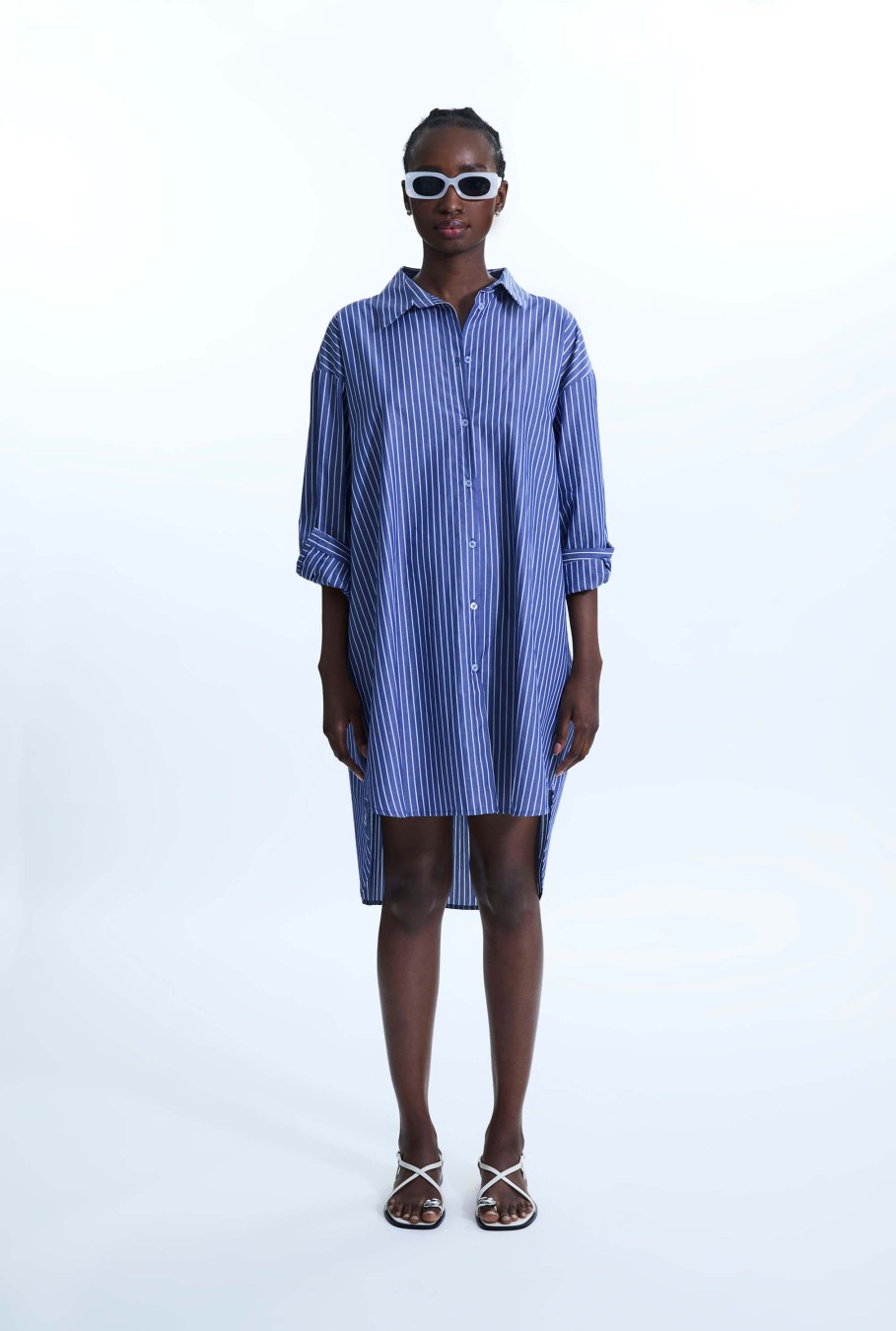 James Lakeland Tops & Knitwear | Oversized Stripped Shirt Navy-White