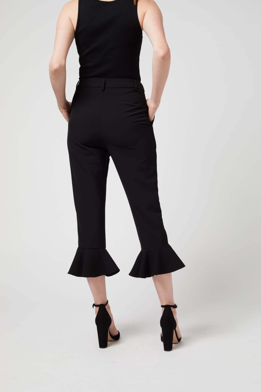 James Lakeland Trousers | Ruched Cropped Trousers Black