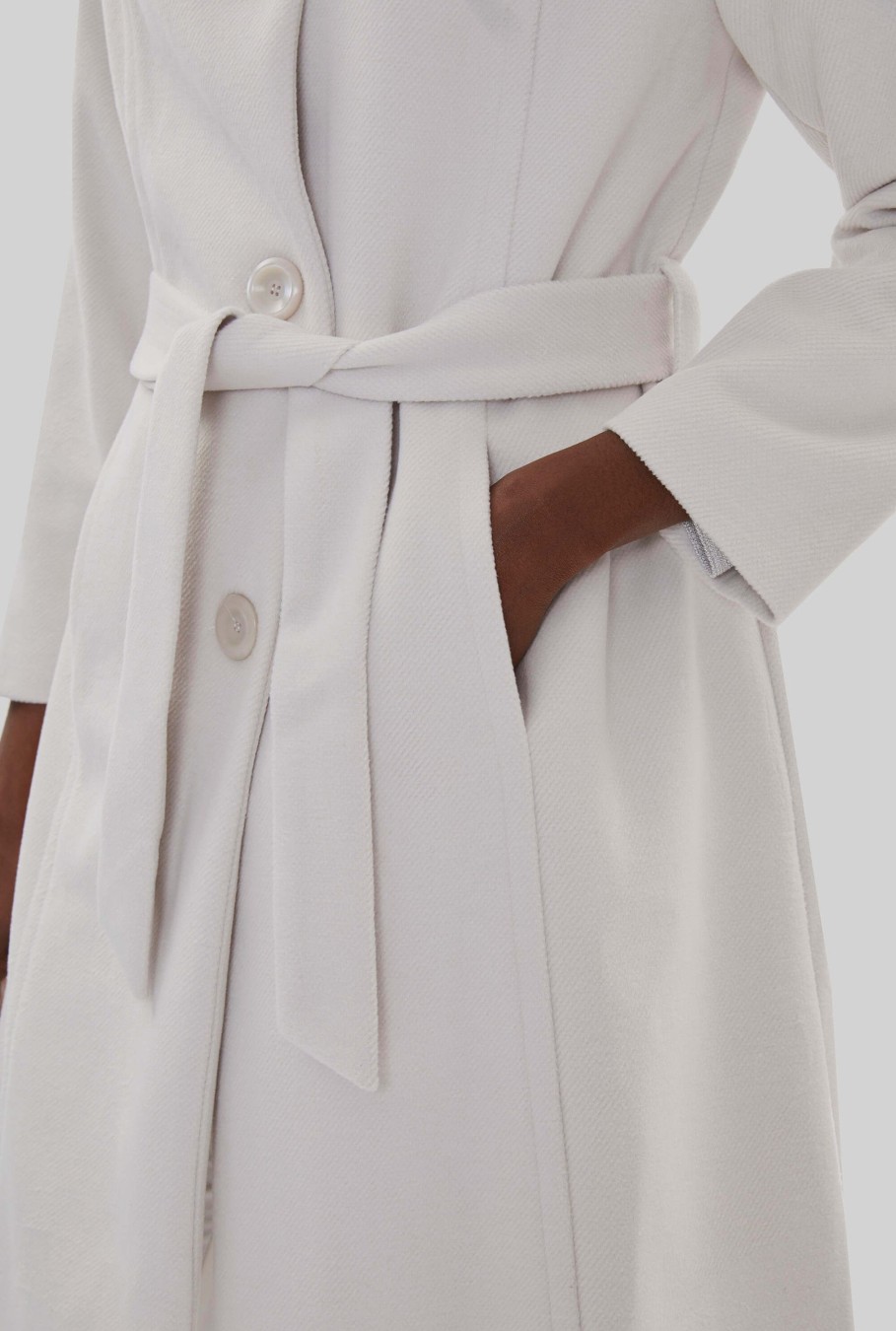 James Lakeland Coats & Jackets | Large Collar Belted Coat Cream