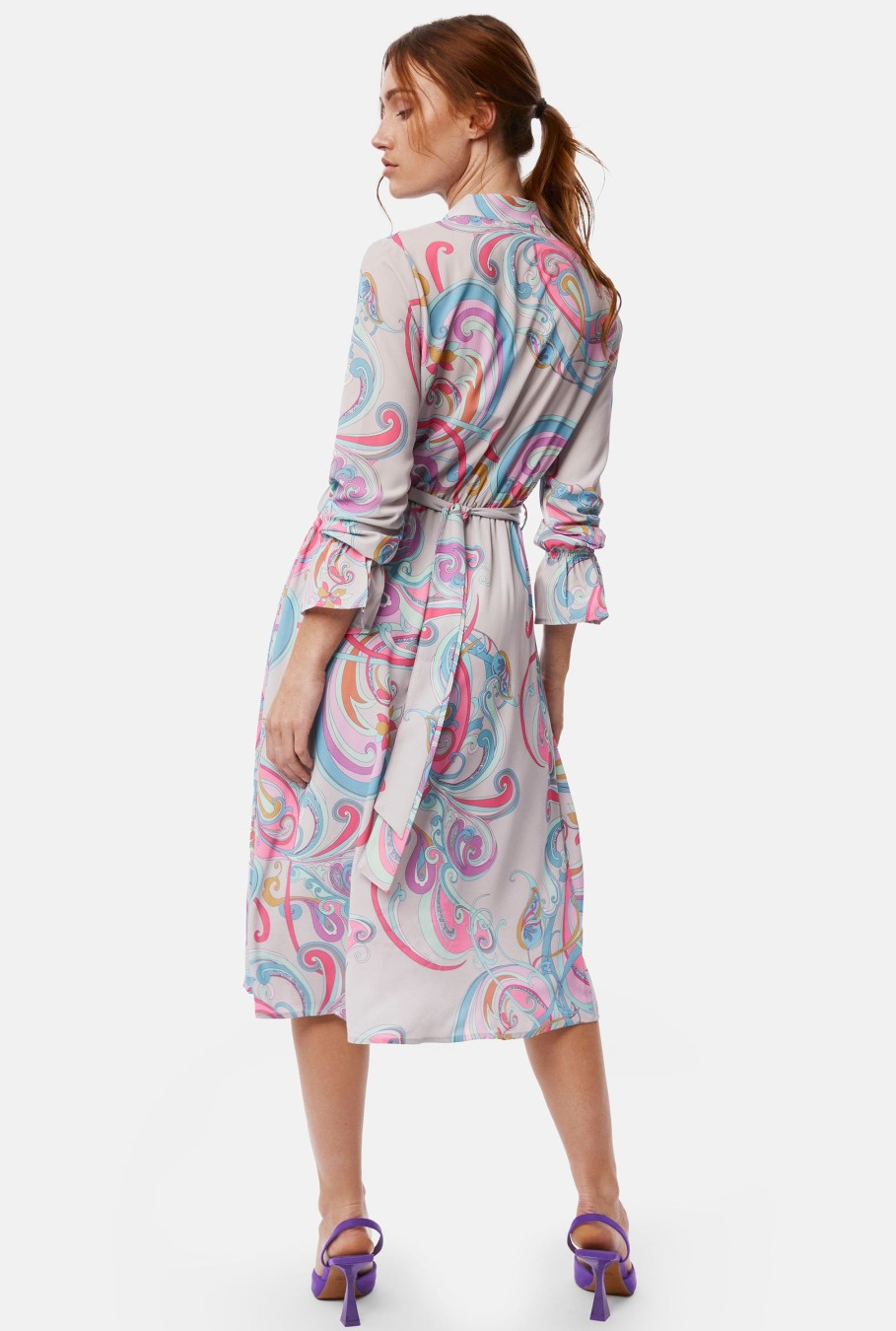 James Lakeland Dresses | Printed Midi Dress Grey Mutlicolour