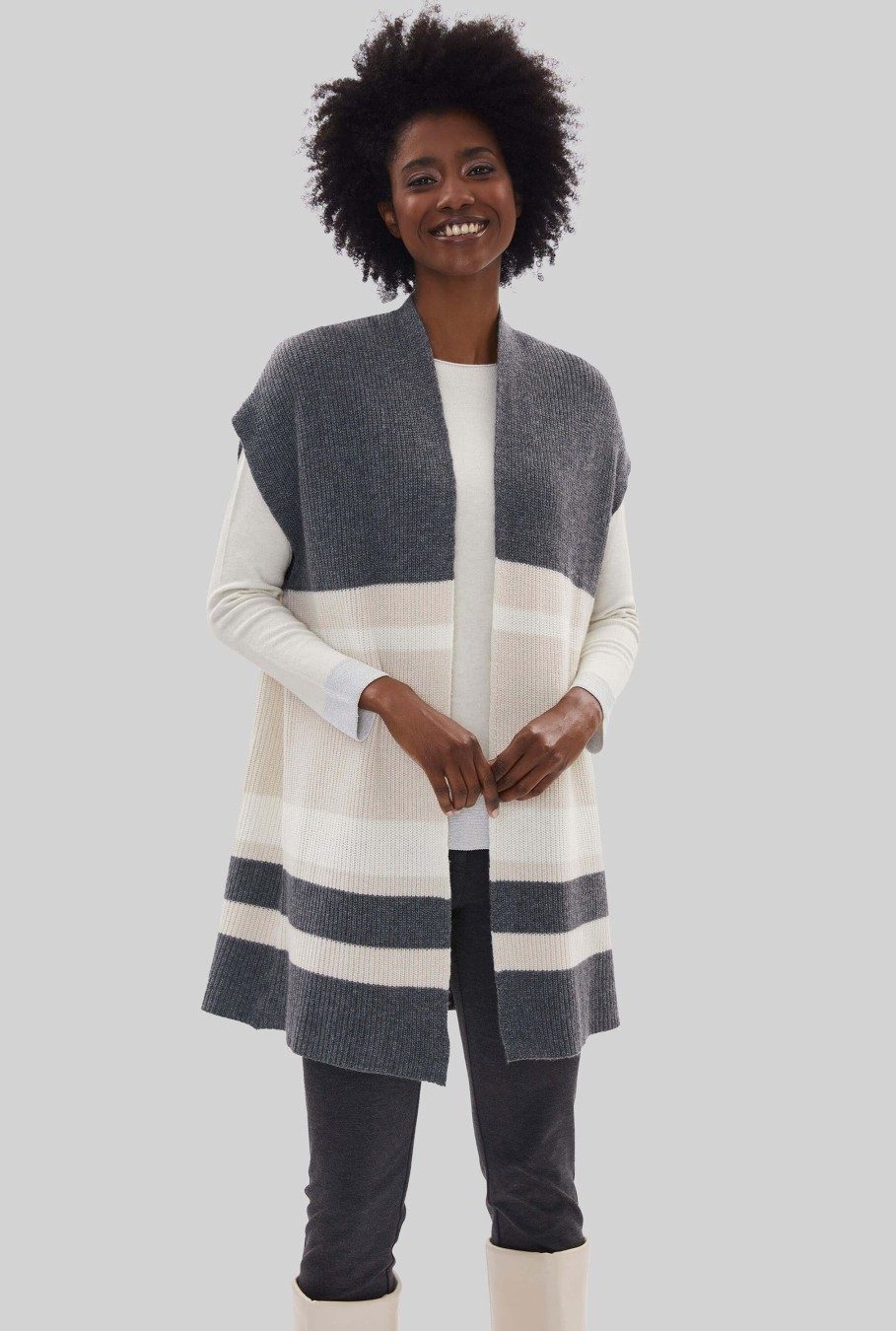 James Lakeland Tops & Knitwear | Striped Sleeveless Cardigan