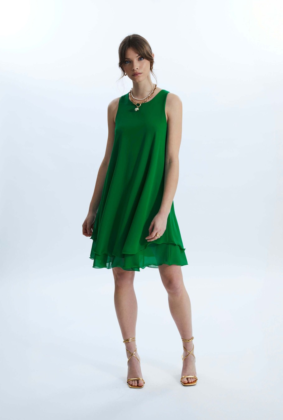 James Lakeland Dresses | Sleeveless Wave Hem Dress Green