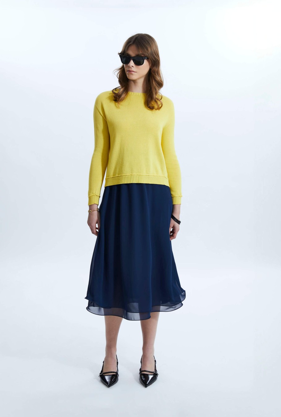 James Lakeland Tops & Knitwear | Scoop Neck Piped Edge Knit Yellow