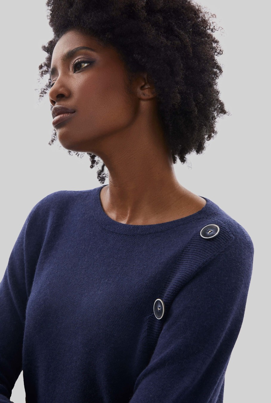 James Lakeland Tops & Knitwear | Side Button Jumper Navy