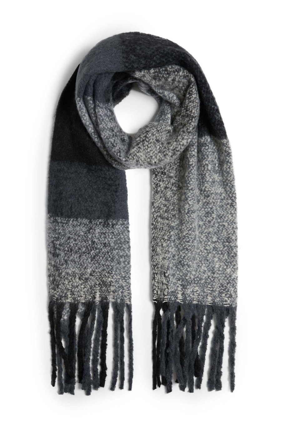 James Lakeland Accessories | Asymmetrical Checkered Scarf Grey