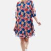 James Lakeland Dresses | Rose Print Wave Hem Dress Royal