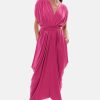 James Lakeland Dresses | Batwing Pleated Maxi Dress Fuchsia