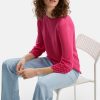 James Lakeland Tops & Knitwear | Knitted Detail Scoop Neck Jumper Fuchsia