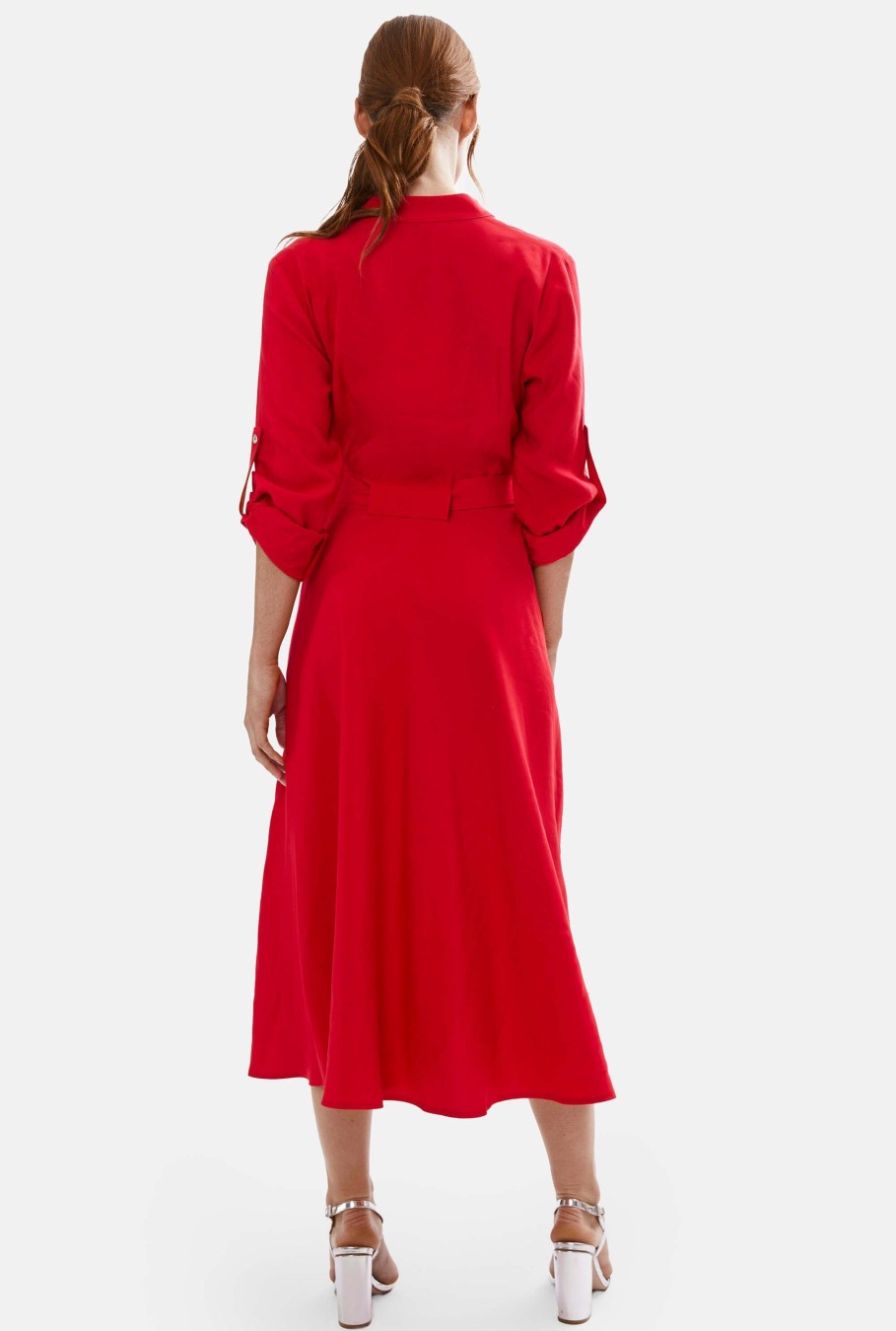 James Lakeland Dresses | Roll Sleeve Midi Dress Red