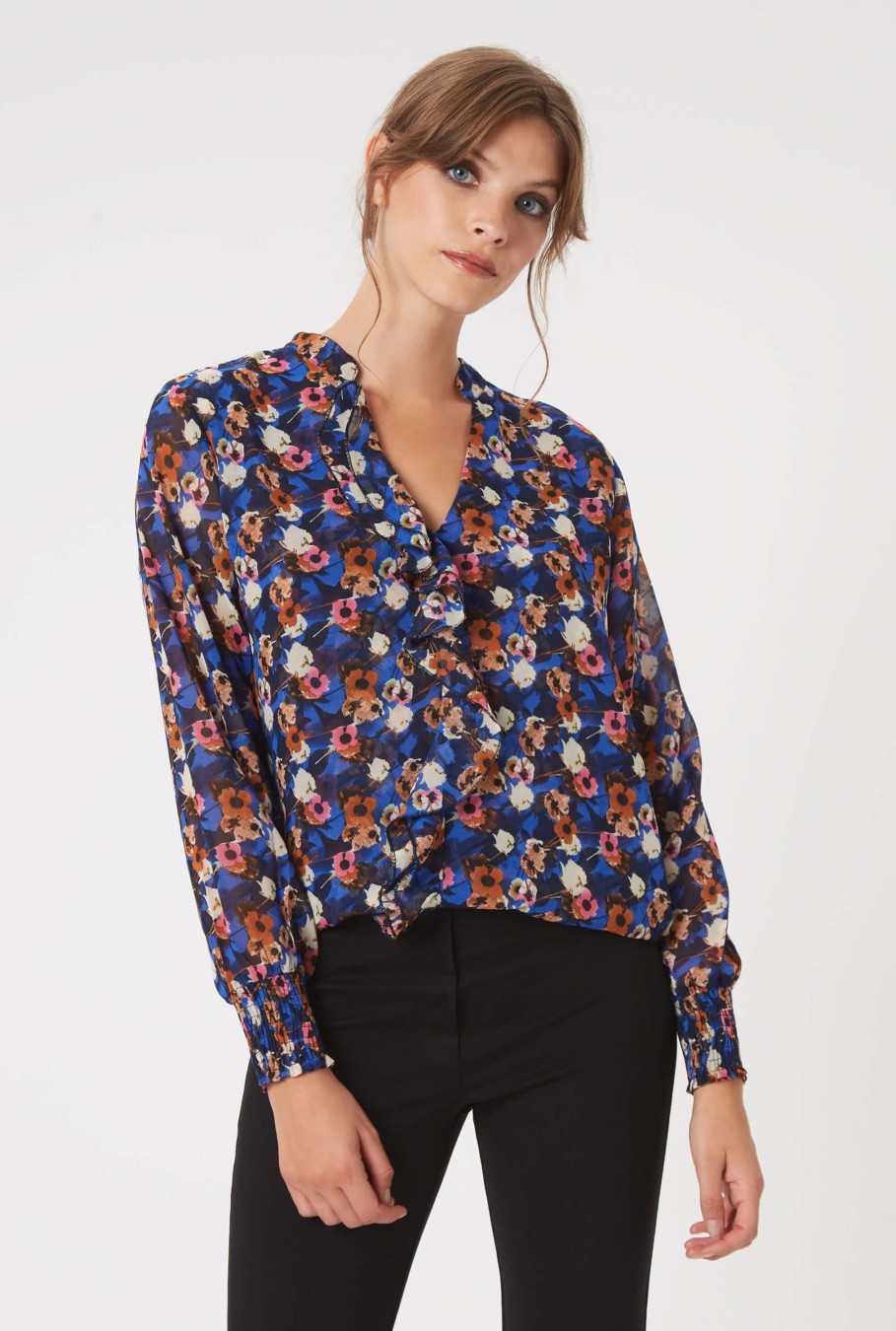 James Lakeland Tops & Knitwear | Chiffon Ruffle Print Blouse