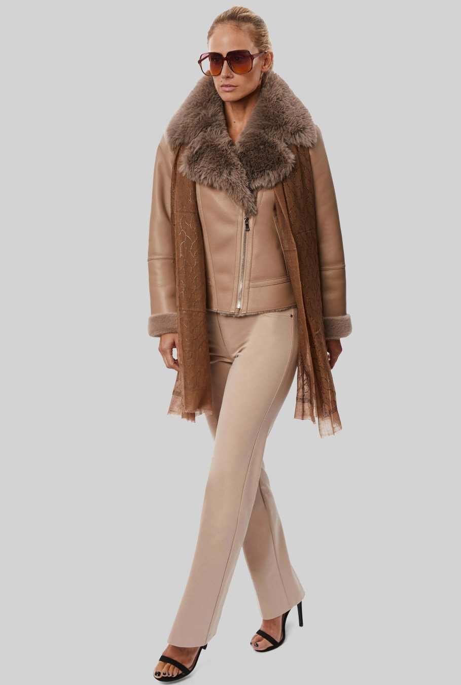 James Lakeland Coats & Jackets | Faux Leather Jacket Taupe