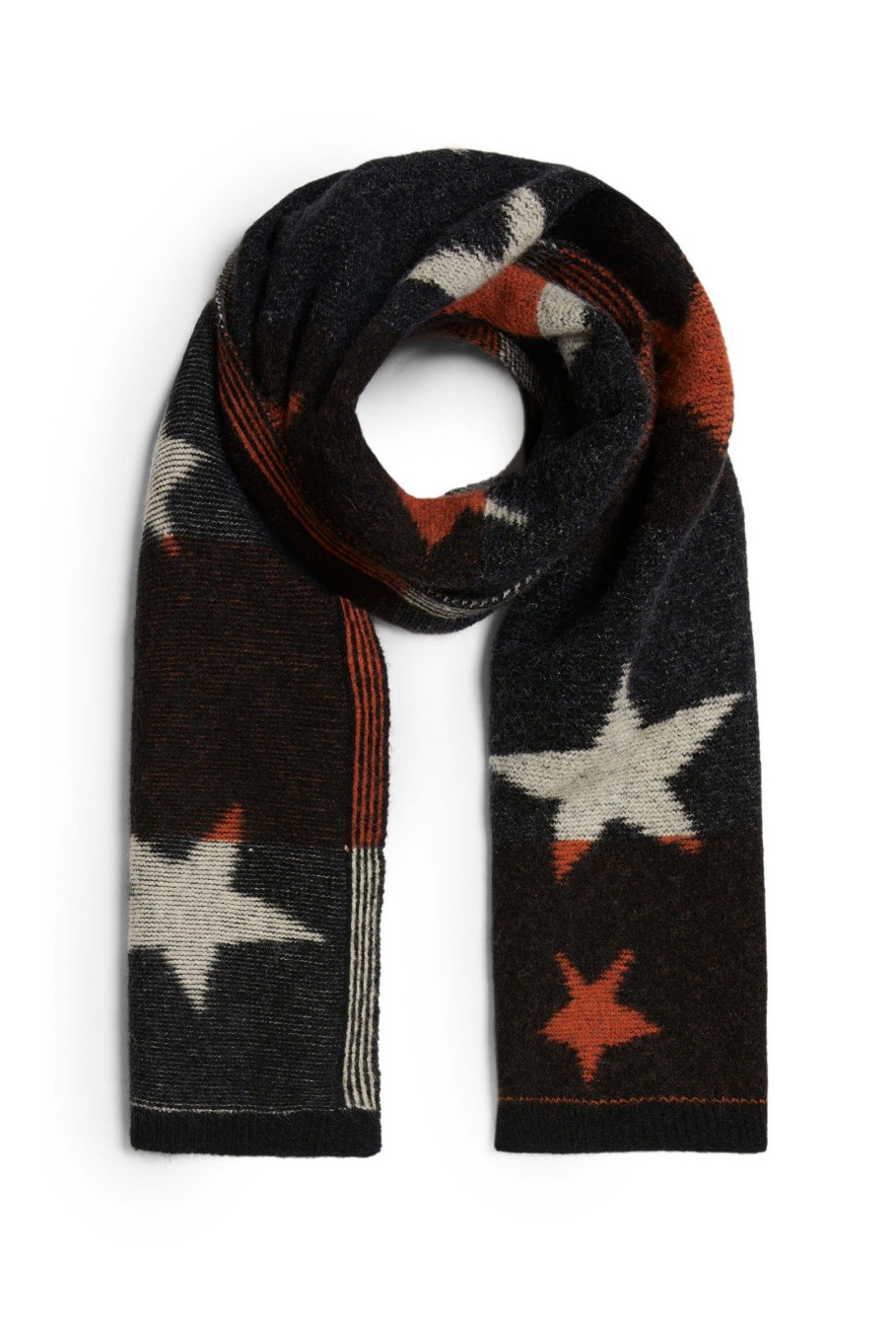 James Lakeland Accessories | Star Detail Scarf Black-Orange