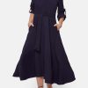 James Lakeland Dresses | Roll Sleeve Midi Dress Navy