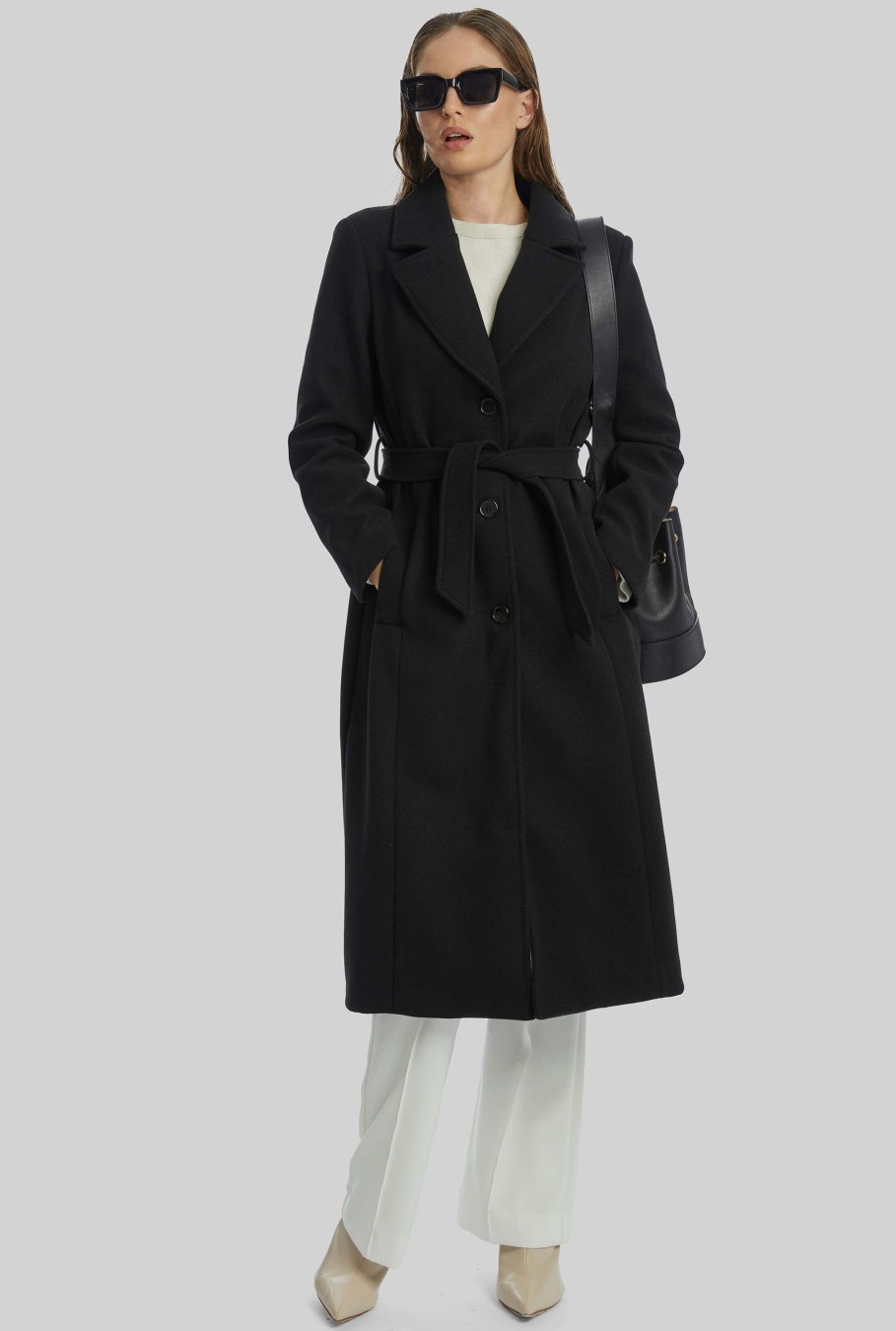 James Lakeland Coats & Jackets | Three Buttons Belted Coat In Black