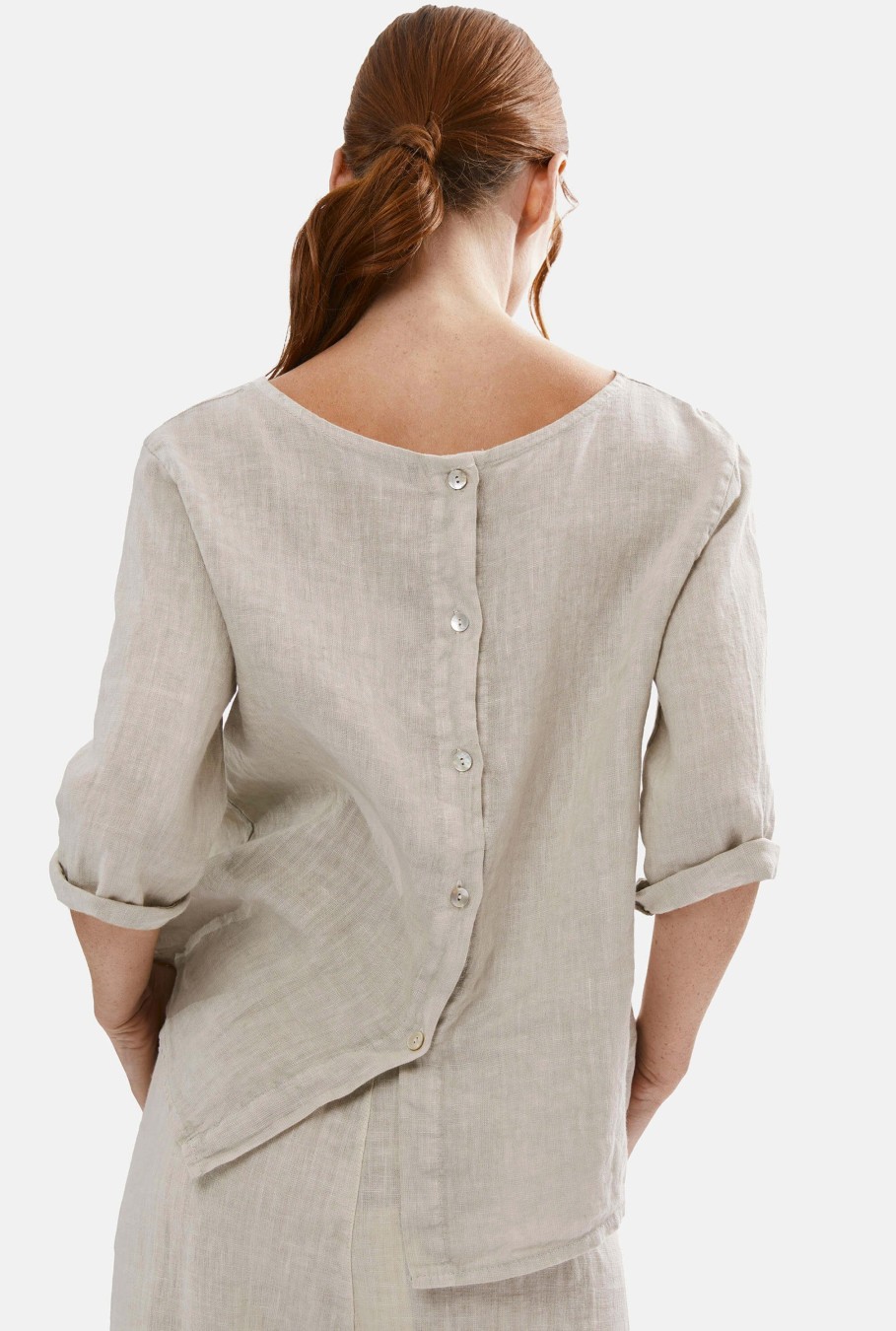 James Lakeland Tops & Knitwear | Back Buttoned Linen Top