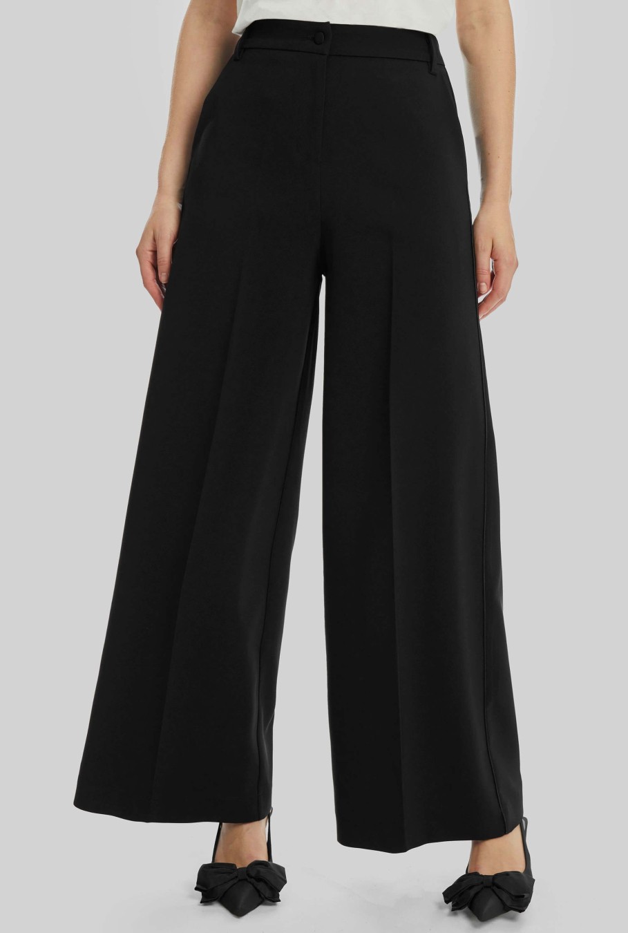 James Lakeland Trousers | Pin Tuck Wide Leg Trousers Black