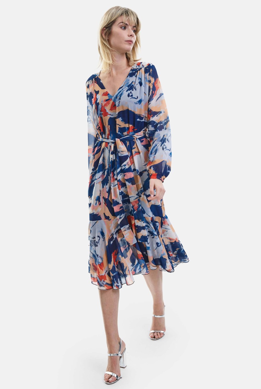 James Lakeland Dresses | Belted Midi Dress Blue