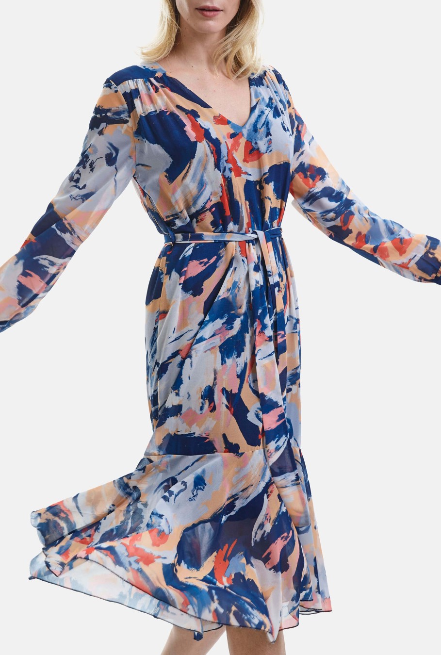 James Lakeland Dresses | Belted Midi Dress Blue