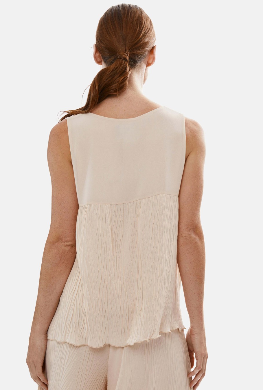 James Lakeland Tops & Knitwear | Pleated Vest Beige