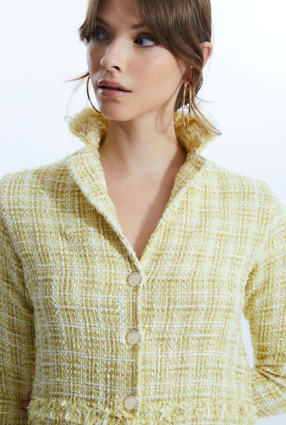 James Lakeland Coats & Jackets | Tiered Tweed Jacket Yellow