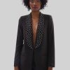 James Lakeland Coats & Jackets | Rhinestone Shawl Lapel Jacket Black